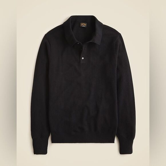 J CREW Cashmere collared sweater-polo in dark navy blue - Picture 3 of 8